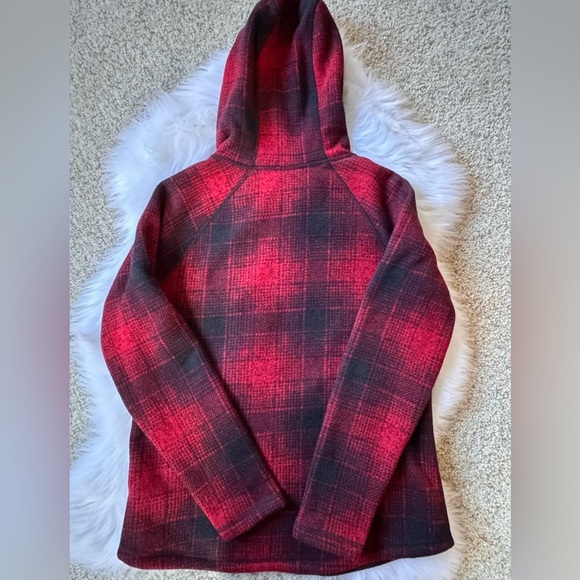 The North Face Sweater Womens S Crescent Red Black Plaid Pullover Hoodie - Picture 4 of 7